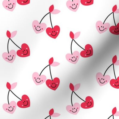 happy face smiley guy heart cherries on white LG - valentines day collection
