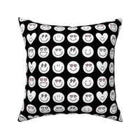 happy face smiley guys black and white inverted LG - valentines day collection