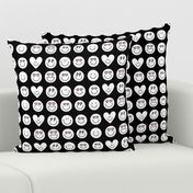 happy face smiley guys black and white inverted LG - valentines day collection