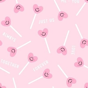 happy face smiley guys lollipop hearts pastel pink LG - valentines day collection