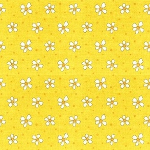 Small, Polka Dot Flowers on Yellow