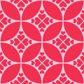 heart tiles red on pastel pink LG - valentines day collection