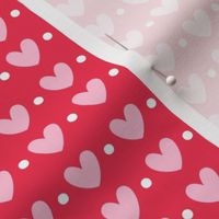 hearts and dots pastel pink on red LG - valentines day collection