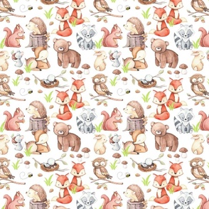 Woodland Forest Animals Baby Nursery SMALL SIZE