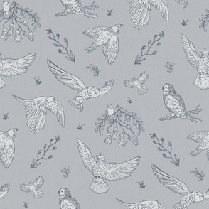 New Zealand Native Birds _Boho style_ BABY BLUE _medium scale