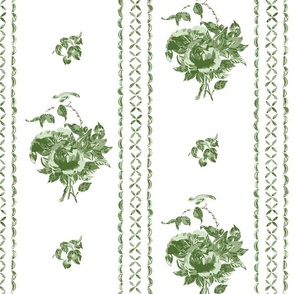 Canton Rose scallop stripe green and white, large scale