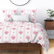 Canton Rose scallop stripe pink and white, large scale
