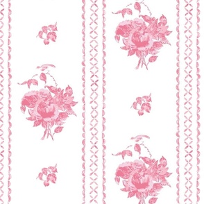 Canton Rose scallop stripe pink and white, large scale