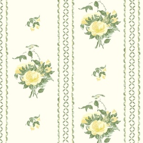 Canton Rose scallop stripe yellow and green, large scale