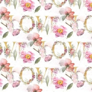 Floral Watercolor Love in Pink and Gold