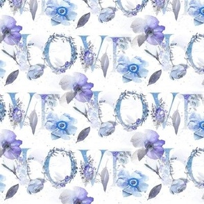 Floral Watercolor Love in Violet and Blue