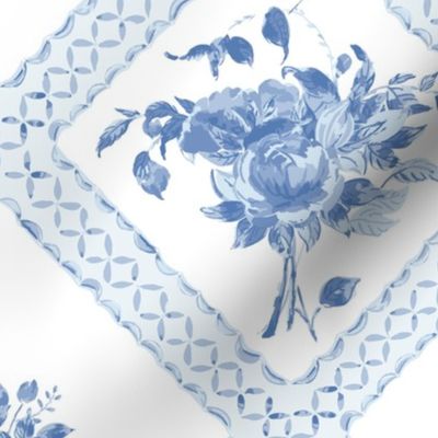 Canton Rose tiled bouquet, blue and white