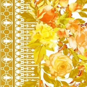 Golden Ornamental Floral Maximalist Panel