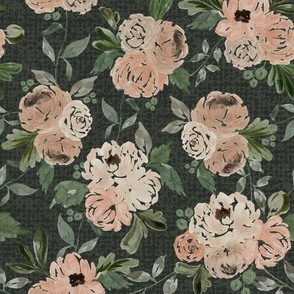 Large - Midnight Florals II - Grey w Texture