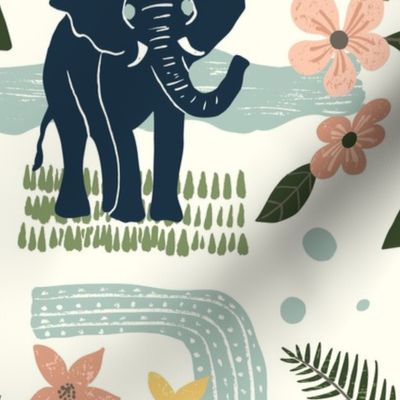 Wallpaper elephant in tropical rainforest 