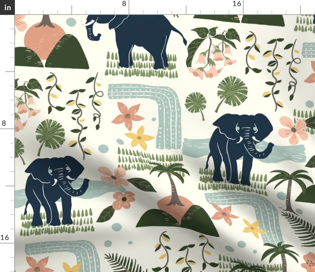 Wallpaper elephant in tropical rainforest 