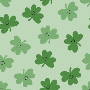 happy face smiley guy shamrocks on green LG - st patricks day collection