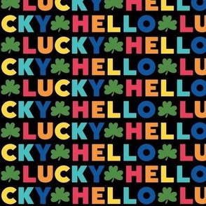 hello lucky rainbow on black - st patricks day collection