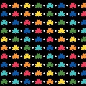 shamrocks and dots rainbow on black LG - st patricks day collection