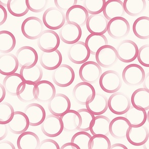 Pink and White Tossed Ditsy Abstract Rings Circles Small