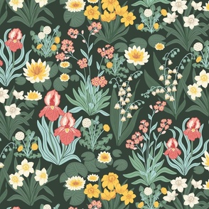 Space of Flowers Millefleur - Green