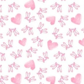  Ballet Slippers and Watercolor Hearts in Pink, Mini,  35
