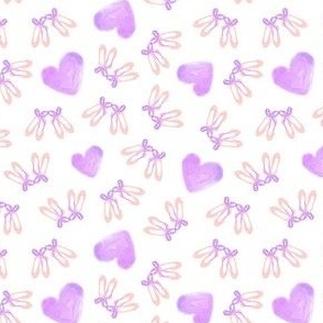  Ballet Pointe Shoes and Watercolor Hearts in Lavender, Mini, 35