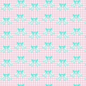 Ballet Shoes on Blush Gingham - Seafoam Green and Pink, 65