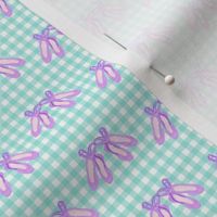 Ballet Slippers on Seafoam Gingham - Lavender and Seafoam Green ,65