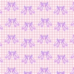  Ballet Slippers on Pink Gingham - Lavender and Pink, 65