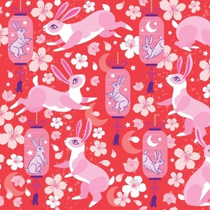 Sakura Bun Bun Lanterns_pink and red