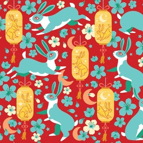 Sakura Bun Bun Lanterns_red and teal