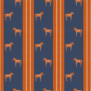 Leather Straps and Horses, Navy and Orange