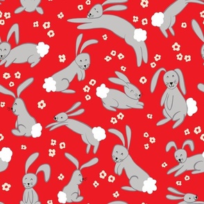 Year of the rabbit on red