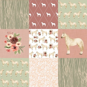 Dusty Pink Sage Green Horse Pony Patchwork