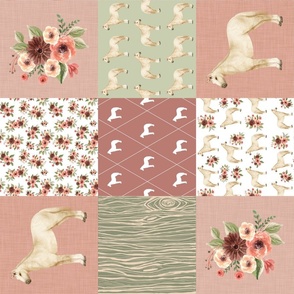 Dusty Pink Sage Green Horse Patchwork Rotated