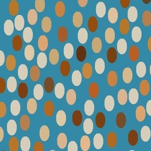Brown ovals with cerulean background