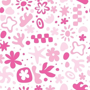 cute baby pink, corals and seashells, henri matisse, baby girl fabric, barbiecore barbie