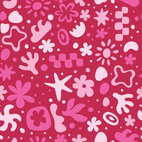 abstract, hot pink, henri matisse, corals and seashells, baby girl, girly