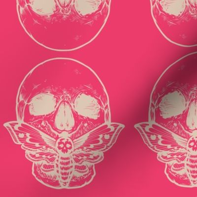 Pink Skull and Moth