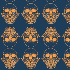 Moth Mouth Skulls In Blue and Orange