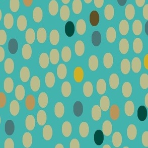 Sand ovals with verdigris background