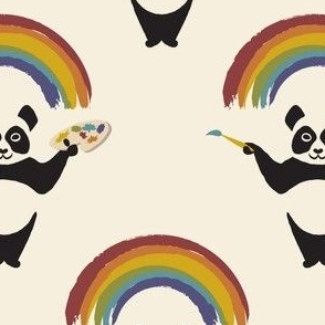 Panda Bear Painting a Rainbow Medium