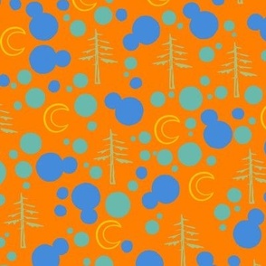 Forest trees with orange background