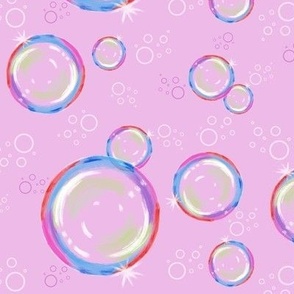Jumbo scale Brilliant Bubble Baubles - candy lavender pink and rainbow hues, jumbo scale for cute bed linen and home decor