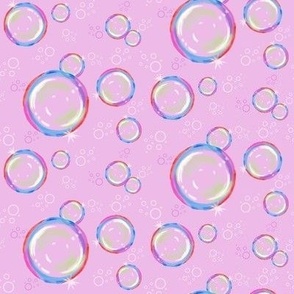 medium scale Brilliant Bubble Baubles - candy lavender pink and rainbow hues, jumbo scale for cute bed linen and home decor