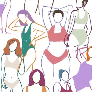 Body positivity pattern in pastel colors - women empowerment 