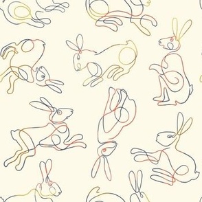 Midcentury Rabbits lines - lineart
