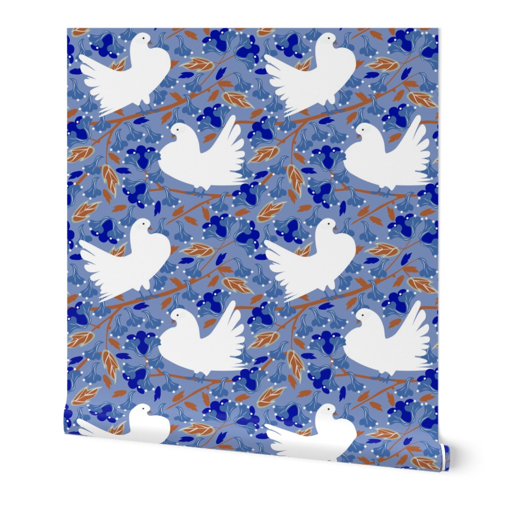 Elegant pigeon floral mid blue