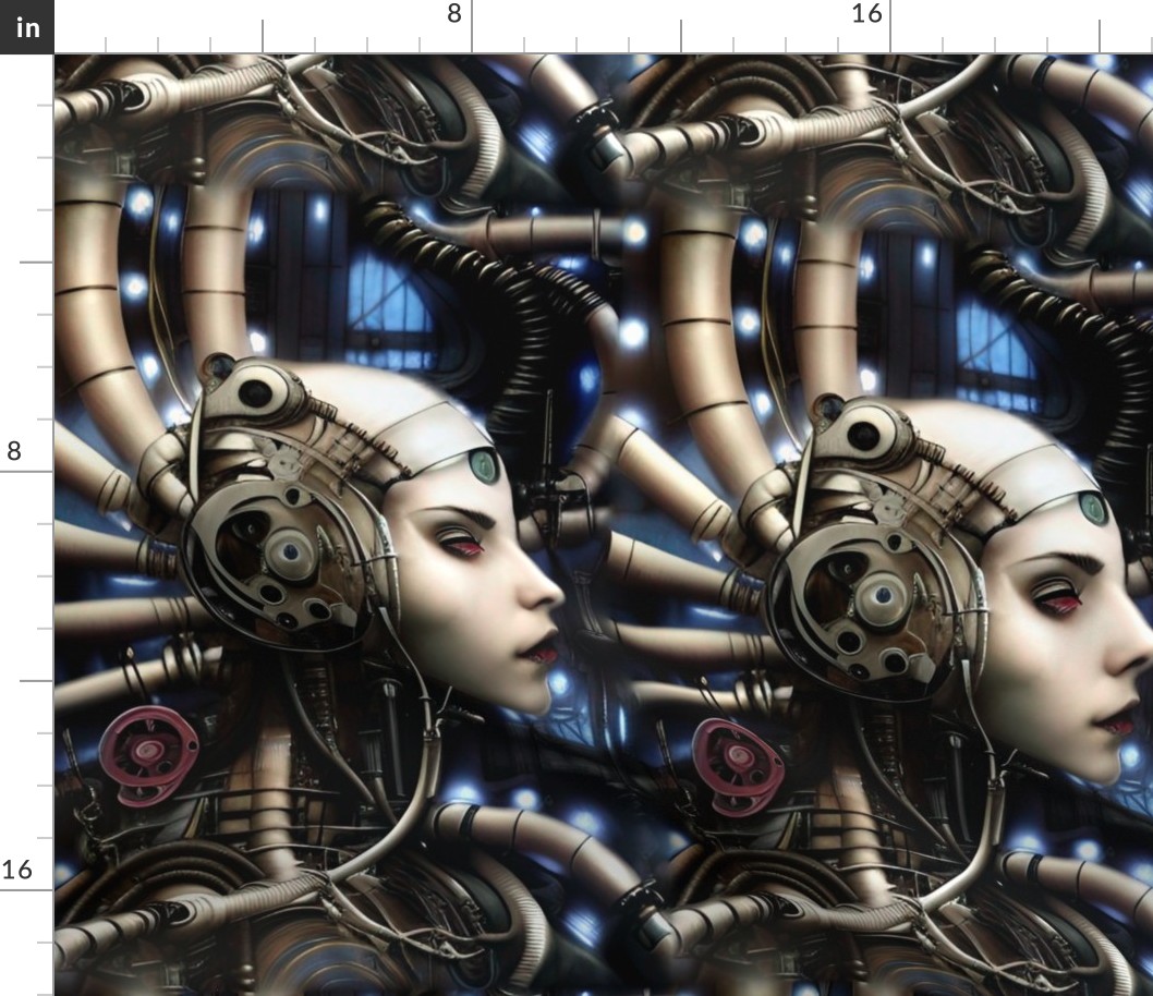 13 biomechanical bioorganic female brown red woman cyborg robot android tentacles monsters cables wires cybernetics machine demons side profile aliens sci-fi science fiction futuristic flesh Halloween body horror scary horrifying morbid macabre spooky eer